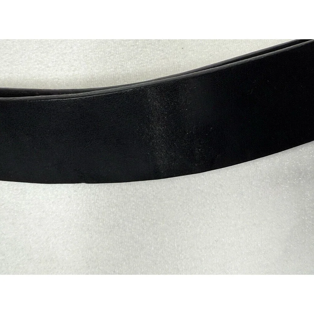 Chico's M/L Black Leather Medallion Art Wear Belt Silver Bronze Adjustable Boho
